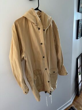 Hooded Canvas Jacket in Butter Yellow